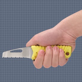 COUTEAU DE SAUVETAGE LAME FIXE - DEMANILLEUR + ETUI FLUO – Image 2