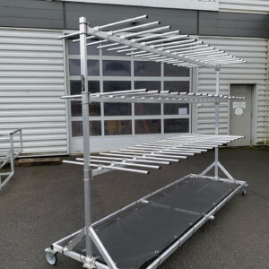 PORTANT ALU 3 NIVEAUX PORTE 60 - GILETS ROUES + 4 ROULETTES